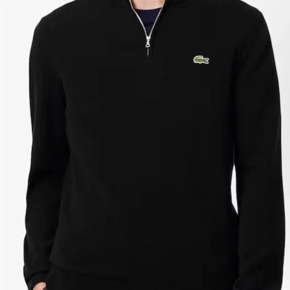 Lacoste Men's Black Zip-Up Sweater High Neck Cotton Sweater Men’s Extra Large - Picture 2 of 7